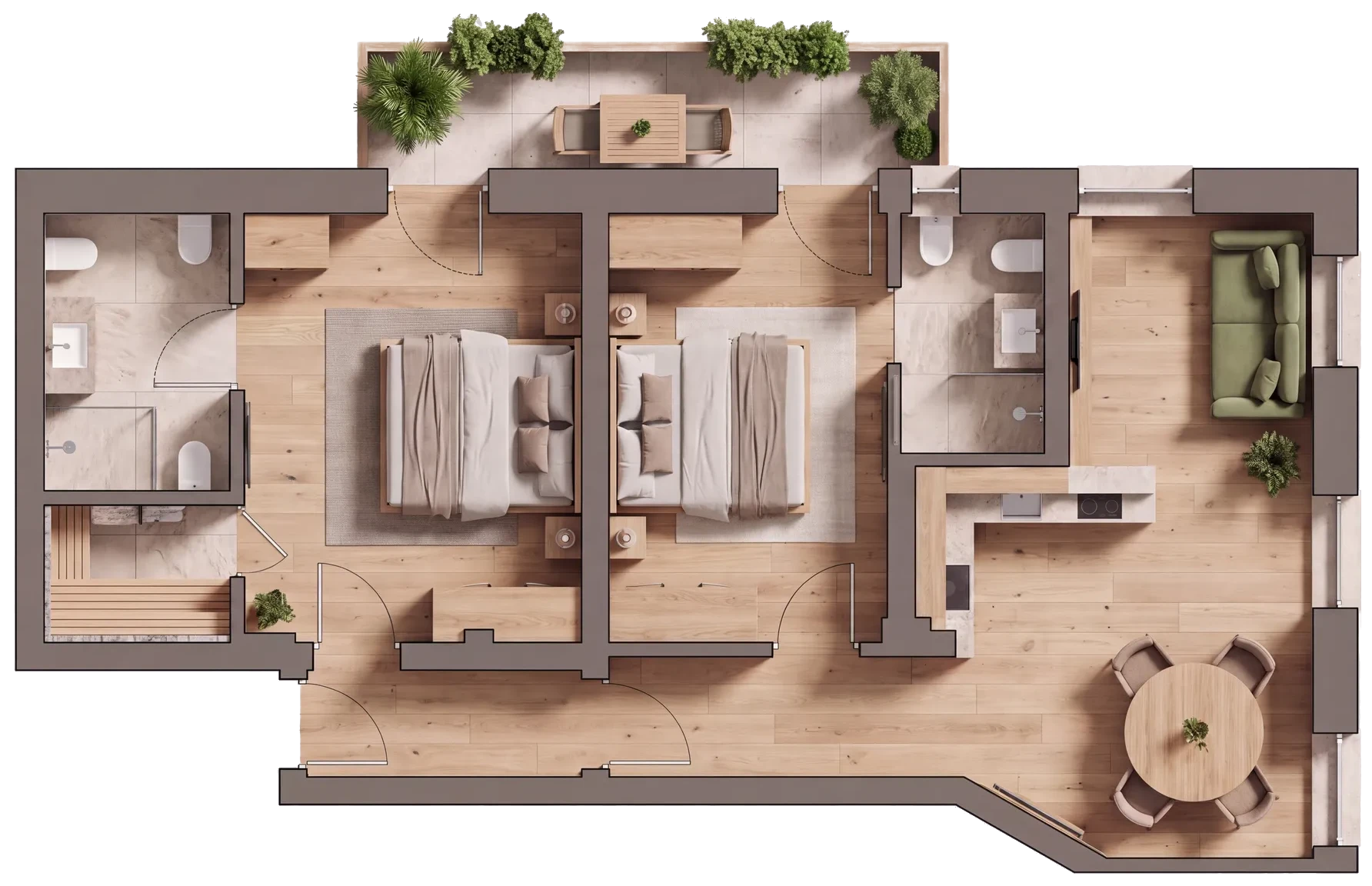 Grundriss des Apartments Wiese